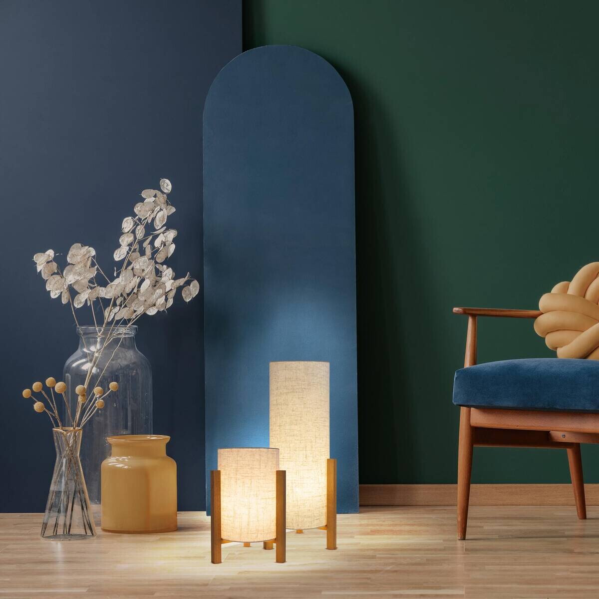 Näve Leuchten Tischleuchte 3193927 natur Textil B/H/T: ca. 22x52x22 cm E27 1 Brennstellen