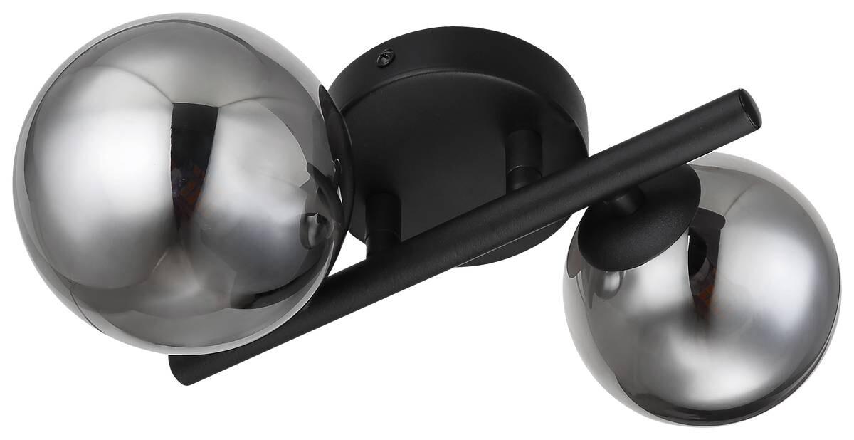 GLOBO Wandleuchte Riha schwarz Rauch Metall Glas B/H/L: ca. 25x12,5x24 cm G9 2 Brennstellen