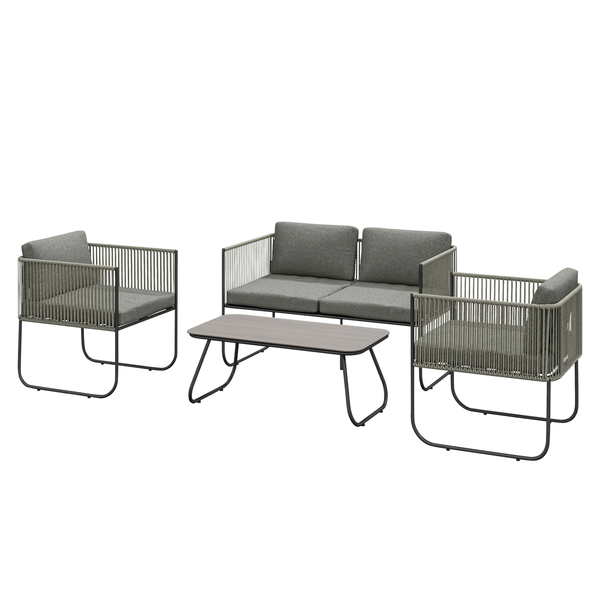 Outsunny Gartenmöbel Set dunkelgrau Polyethylen B/H/L: ca. 60x69x116 cm