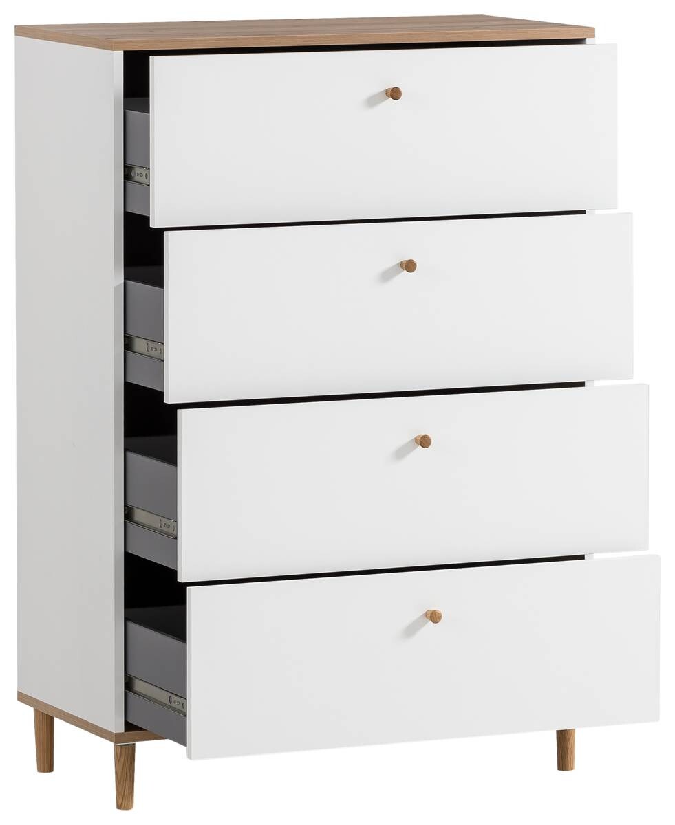 Kommode Hilda weiß matt Eiche Artisan Nachbildung B/H/T: ca. 80,1x116,7x40 cm