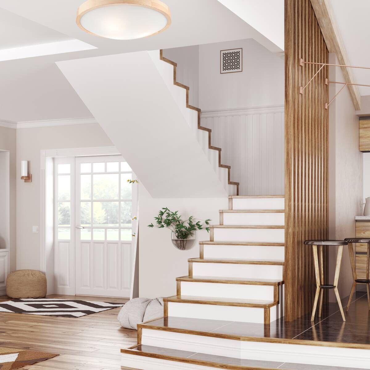 Lamkur Deckenleuchte ANELLO 41261 kiefer Holz Glas H/L: ca. 8x47 cm E27 3 Brennstellen