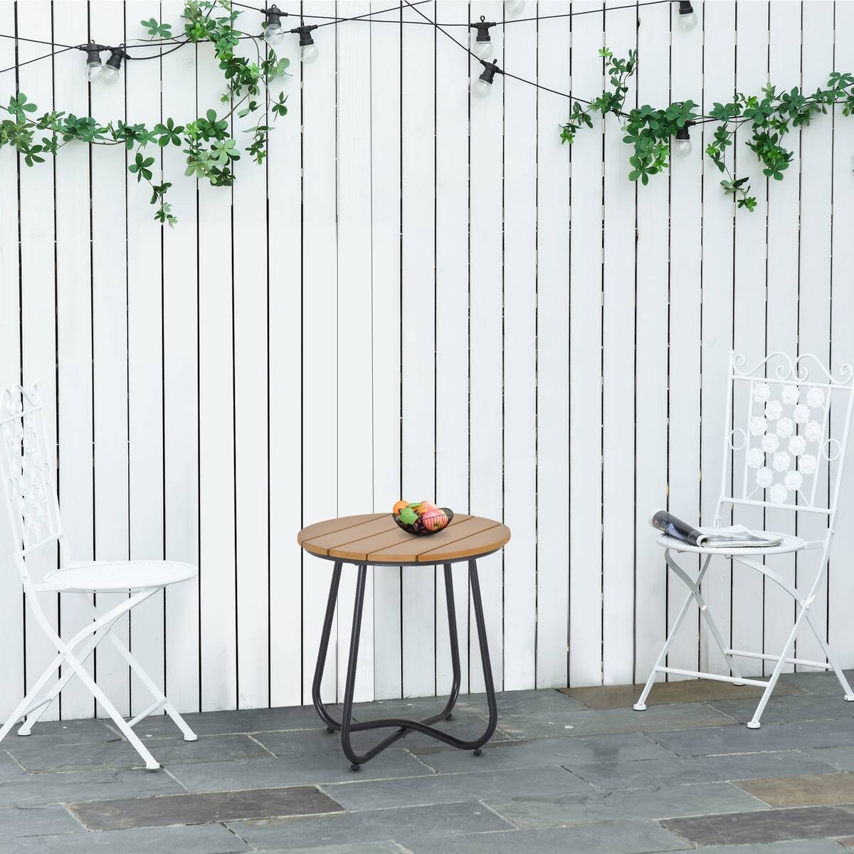 Outsunny Gartentisch braun Kunststoff H/D: ca. 48x49 cm