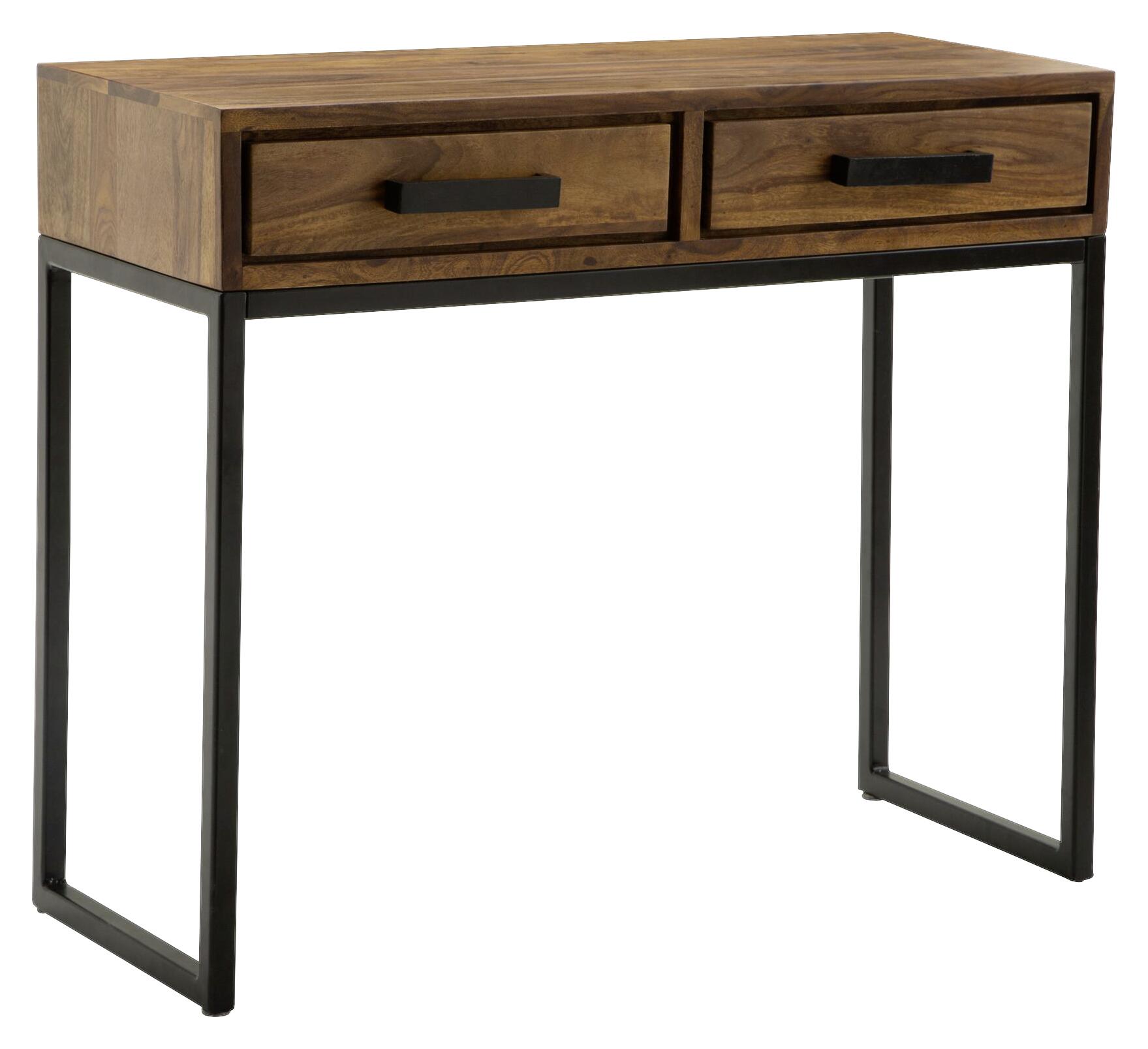 Konsolentisch natur schwarz pulverbeschichtet Echtholz Edelstahl B/H/T: ca. 90x76,5x35,5 cm