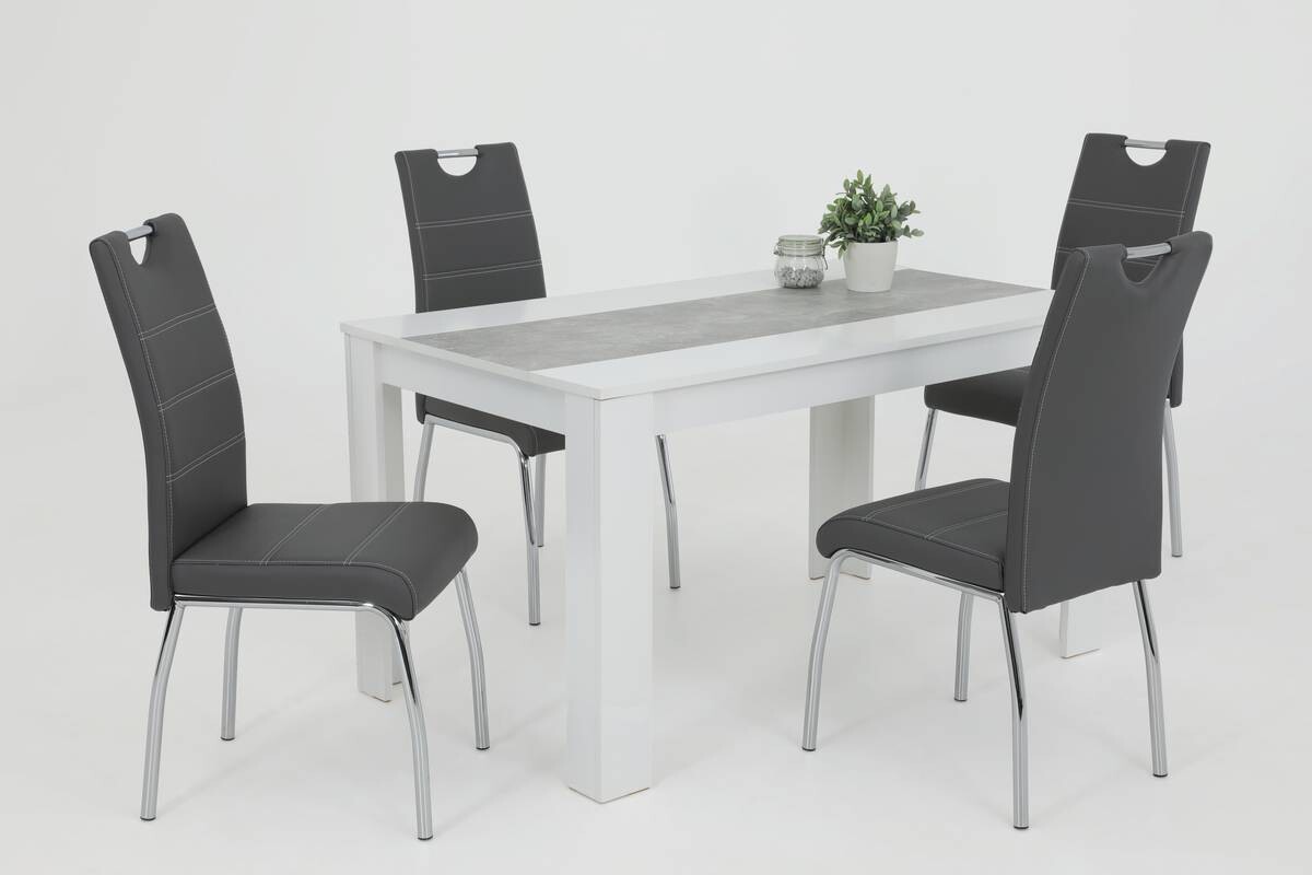 Stuhl Susi 2er Set grau Kunstleder B/H/T: ca. 44x98x61 cm