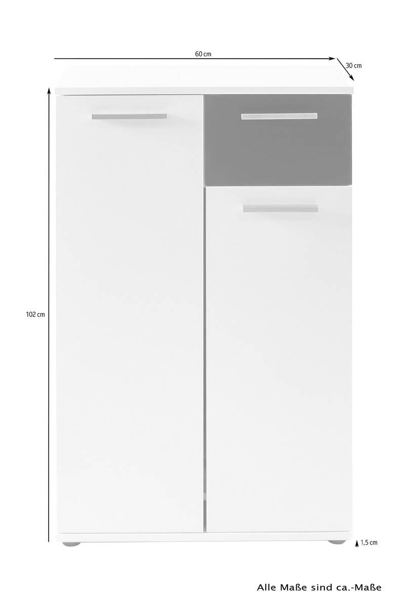 Schuhkommode JAKOB Eiche Nachbildung weiß B/H/T: ca. 60x102x30 cm