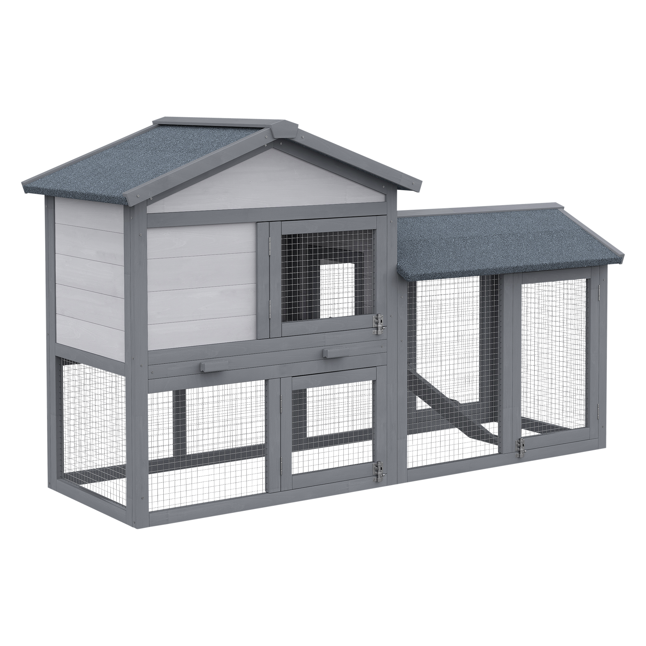 PawHut Kleintierstall grau Holz B/H/L: ca. 54x84x147 cm