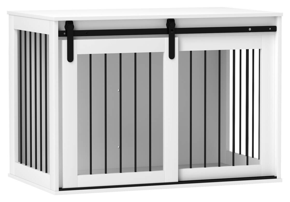 PawHut Hundekäfig weiß Stahl B/H/L: ca. 58x61x98 cm