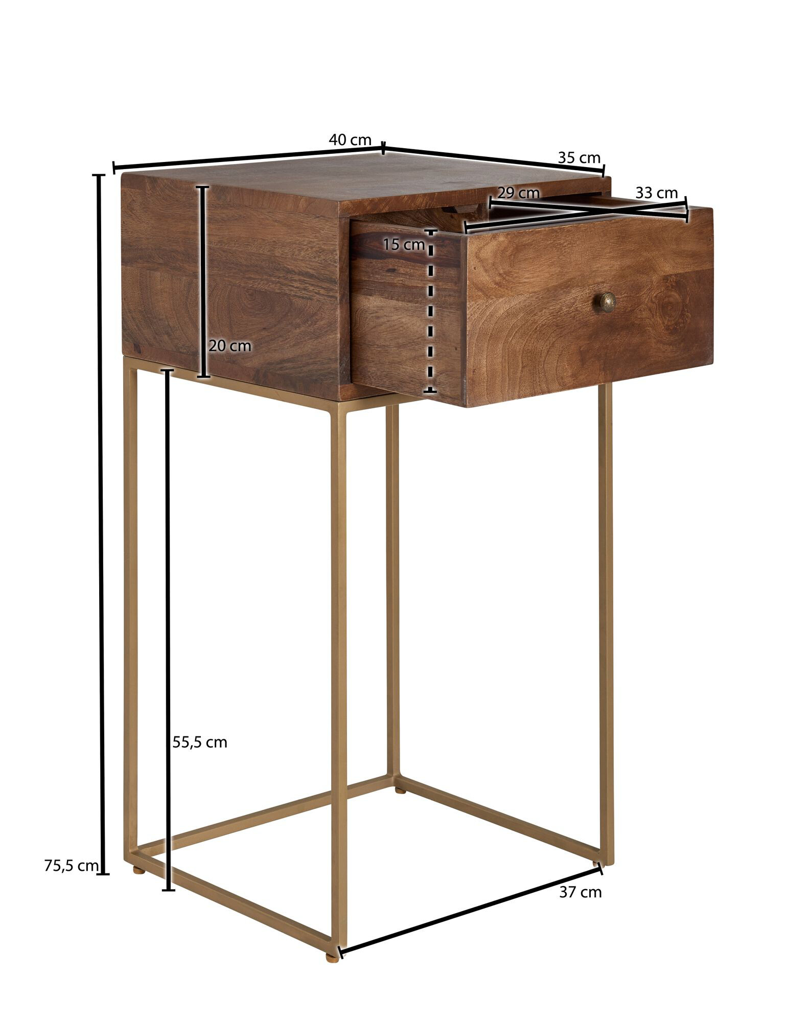 Nachtkonsole braun B/H/T: ca. 35x75x40 cm