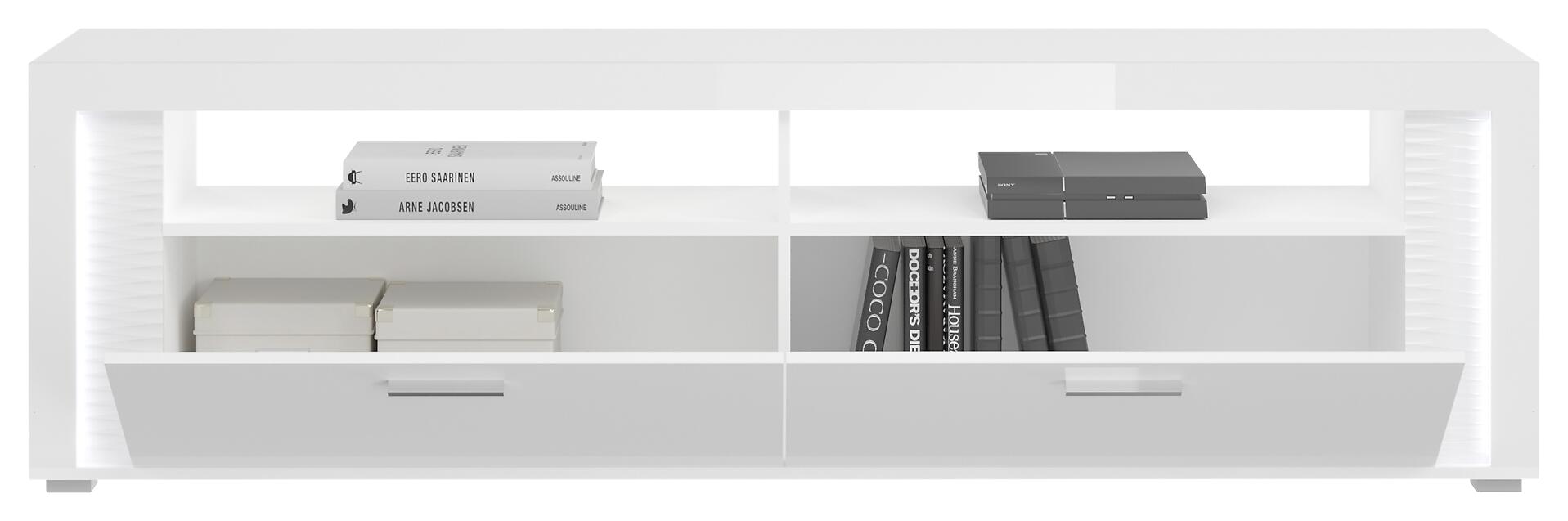 TV-Lowboard Skylight weiß weiß Hochglanz B/H/T: ca. 201x58x46 cm