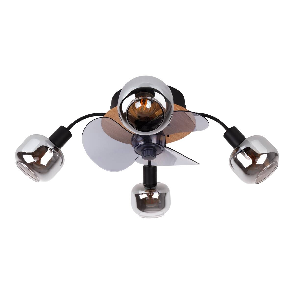 Näve Leuchten Deckenventilator schwarz Metall Glas Kunststoff B/H/T/D: ca. 48x21x48x48 cm E14 4 Brennstellen