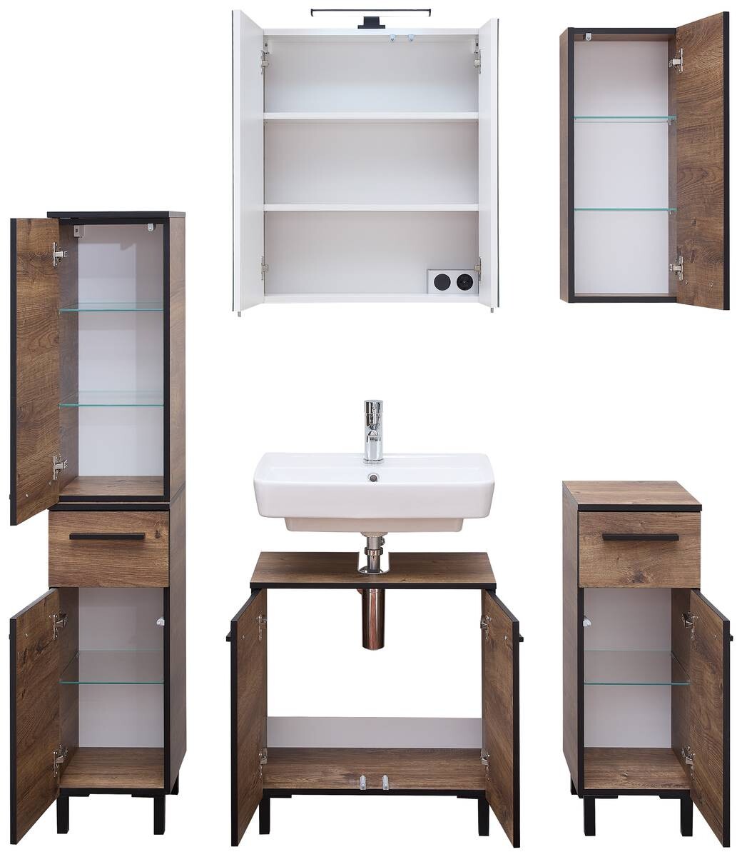 Badezimmer-Set Quickset 374 Eiche Ribeck Nachbildung B/H/T: ca. 120x200x33 cm