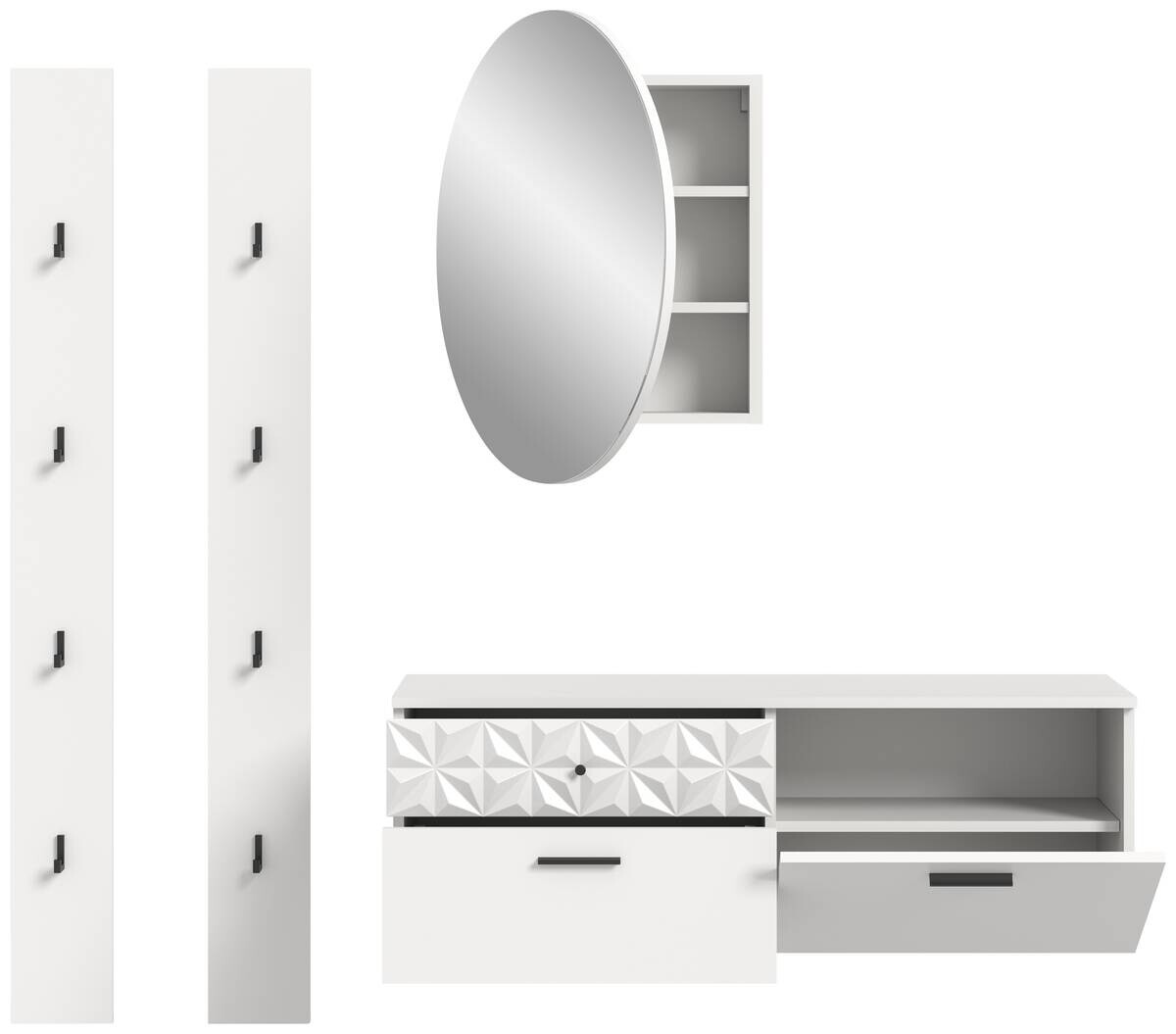 Garderobe Prisma weiß weiß Hochglanz B/H/T: ca. 172x192x34 cm