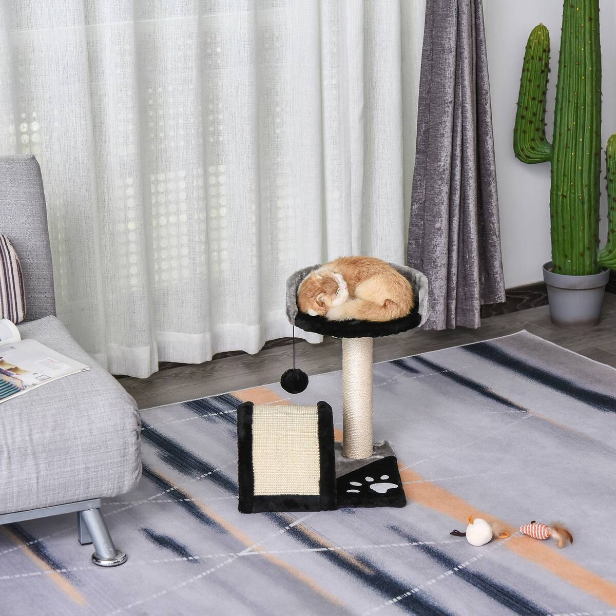 PawHut Katzenbaum schwarz MDF B/H/L: ca. 36x44x36 cm