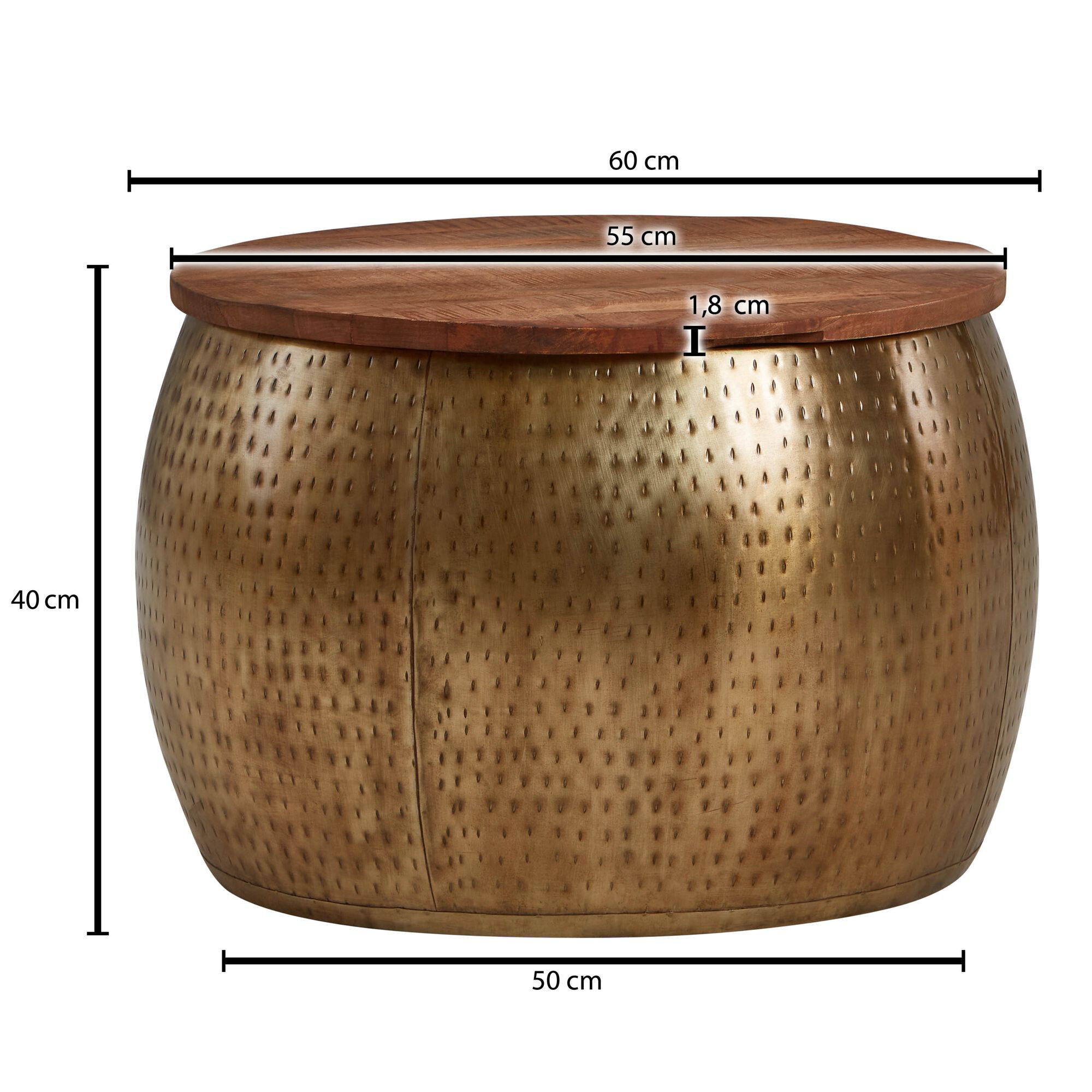 Wohnling Couchtisch gold braun B/H/T: ca. 60x40x60 cm