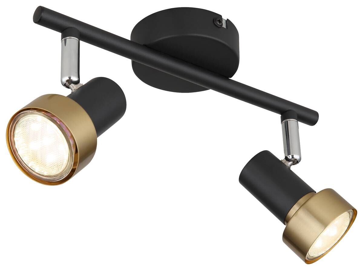 GLOBO Spot Chrom mattschwarz altgold Metall B/H/T: ca. 25x11,8x8,5 cm GU10 2 Brennstellen