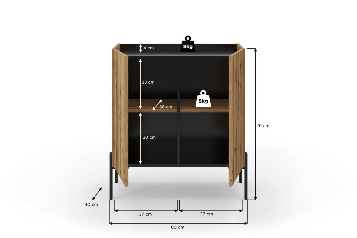 Kommode Neo Evoke Oak Nachbildung schwarz B/H/T: ca. 80x91x40 cm