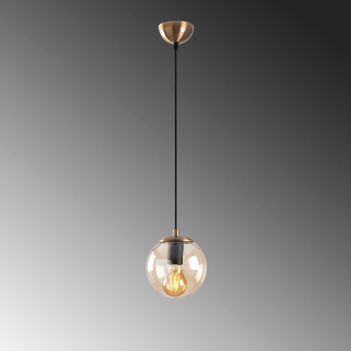 Opviq Pendelleuchte Efe gelb bronze Glas Metall B/H/T/L/D: ca. 15x110x15x15x15 cm E27 1 Brennstellen