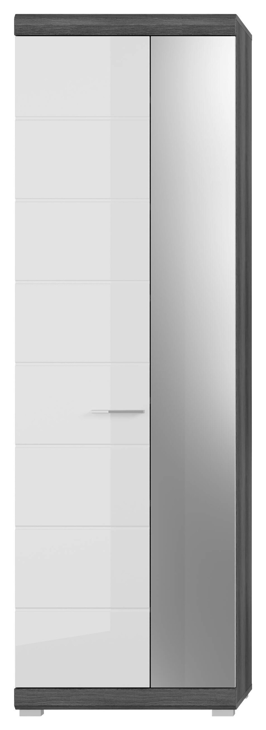 Garderobenschrank SCOUT Rauchsilber Nachbildung weiß Hochglanz B/H/T: ca. 62x197x37 cm