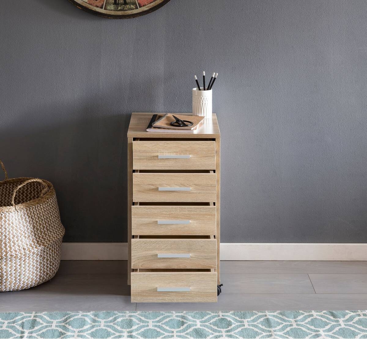 Rollcontainer braun Spanplatte B/H/T: ca. 33x63x63 cm