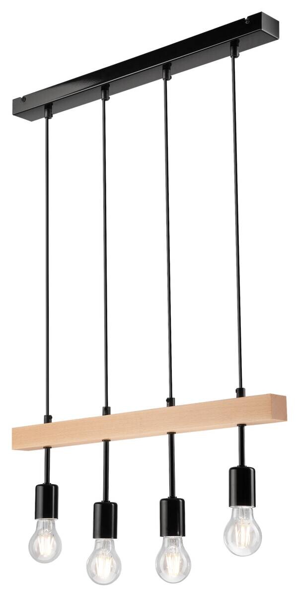 Lamkur Deckenleuchte schwarz Stahl Holz B/H/L: ca. 25x30x70 cm 4 Brennstellen