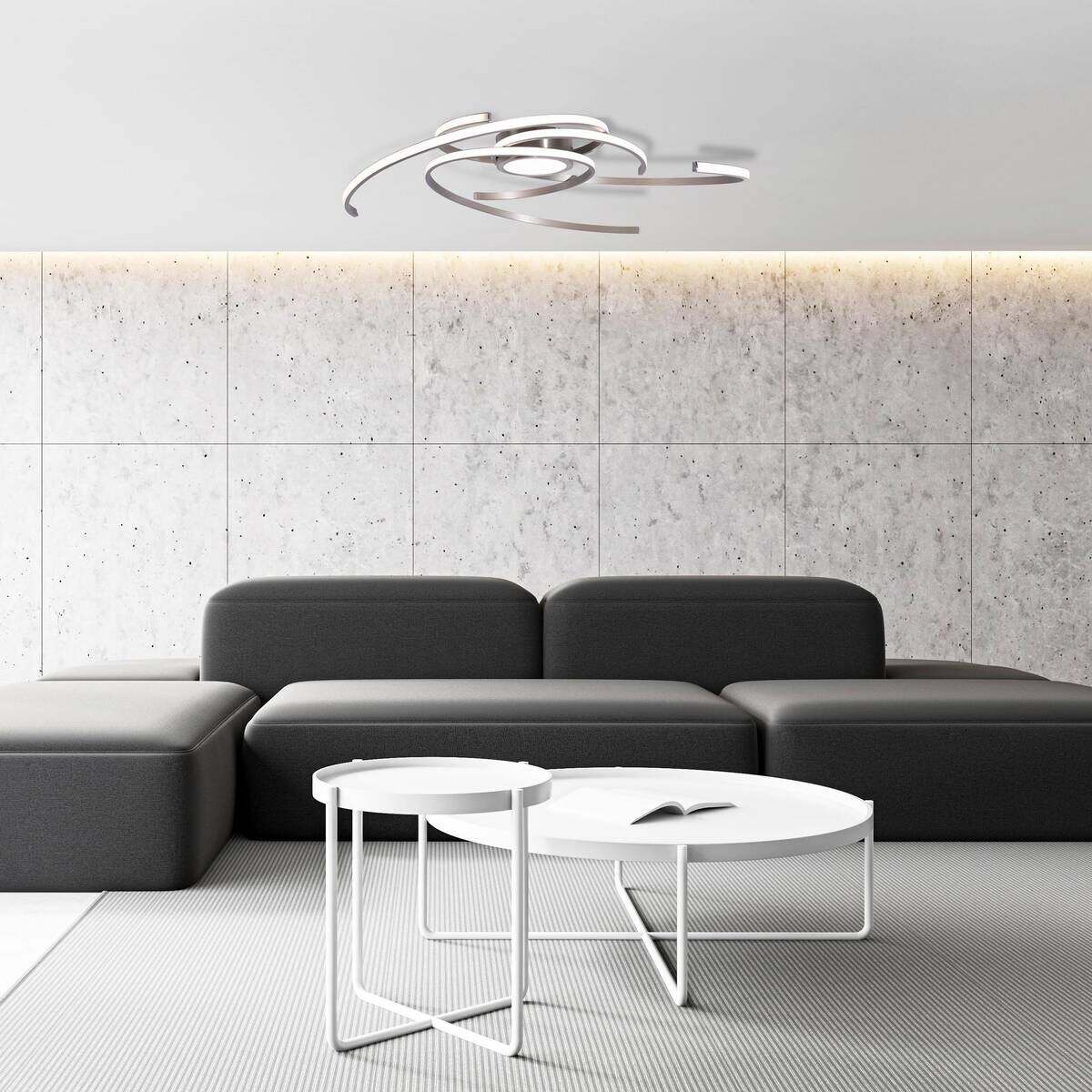 Näve Leuchten Deckenleuchte 1395750 stahlfarbig Metall Kunststoff B/H/T: ca. 75x6x75 cm null 4 Brennstellen