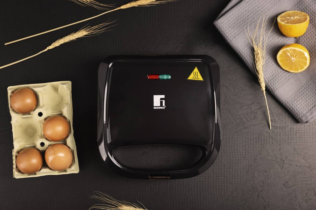 BERGNER Sandwichtoaster BG-53005-CP schwarz Kupfer Aluminium Kunststoff B/H/L: ca. 22x9x22 cm