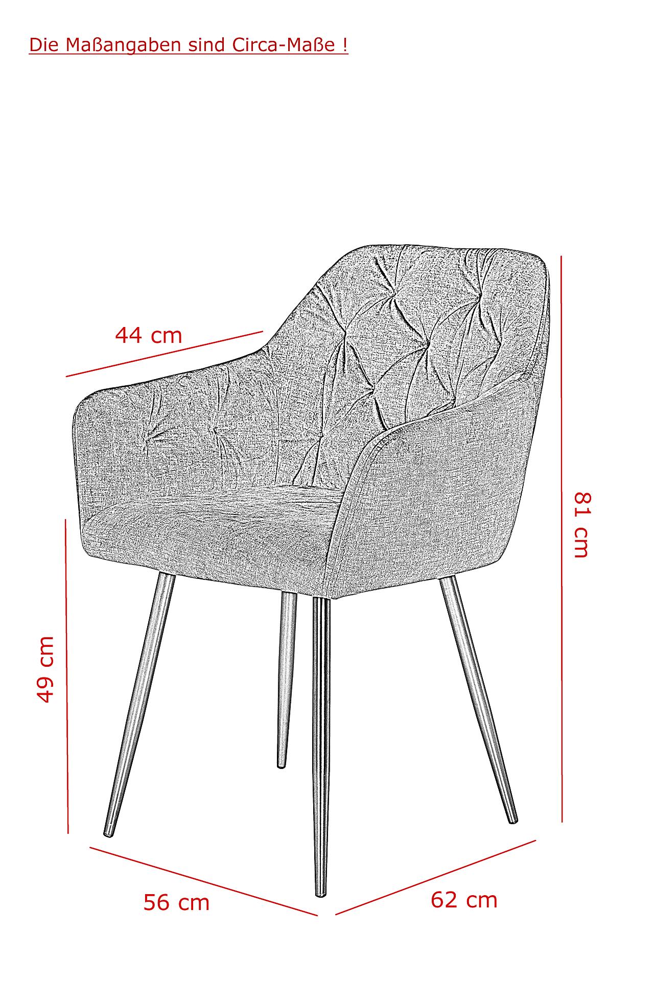 Stuhl Tina 2er Set anthrazit Vintage Samtoptik B/H/T: ca. 56x81x62 cm