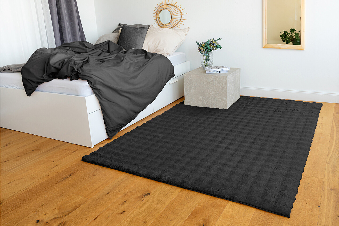 Padiro Hochflorteppich Hailey 125 schwarz B/H/L: ca. 160x3x230 cm