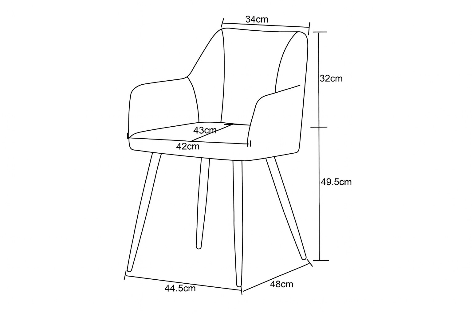 Stuhl BELLA, 2er Set creme Stoff B/H/T: ca. 55x82x62 cm