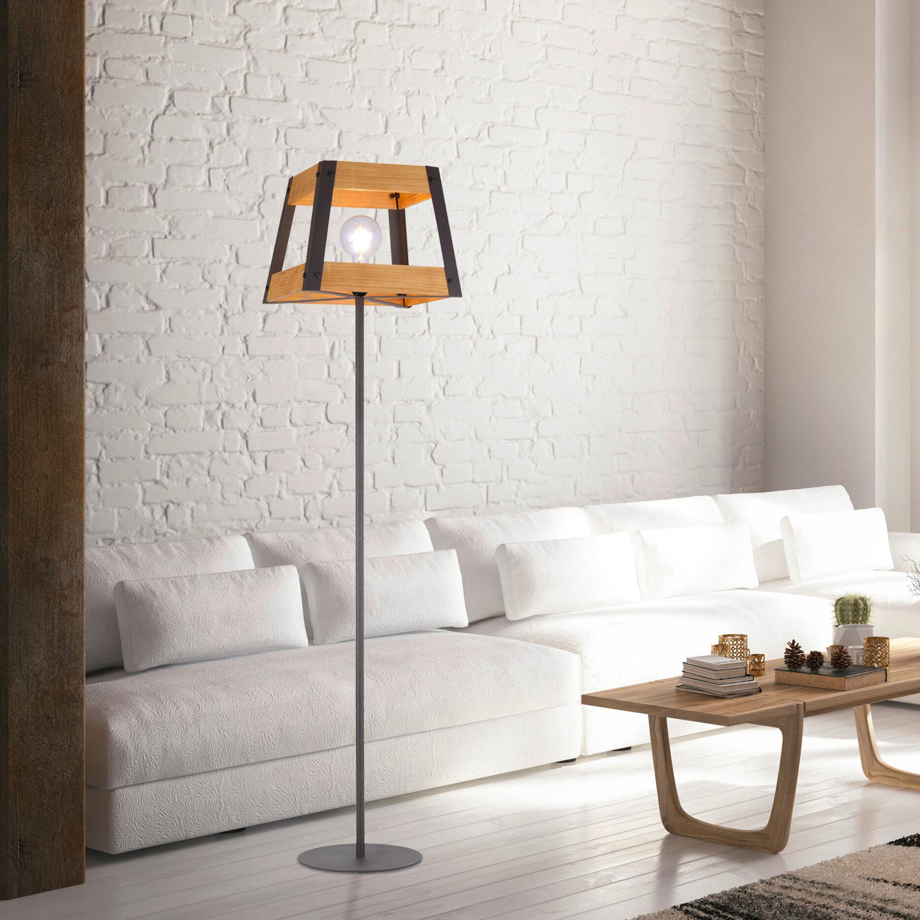 Just Light Stehleuchte PN15723-79 natur Metall Holz B/H/L: ca. 35x153x35 cm E27 1 Brennstellen