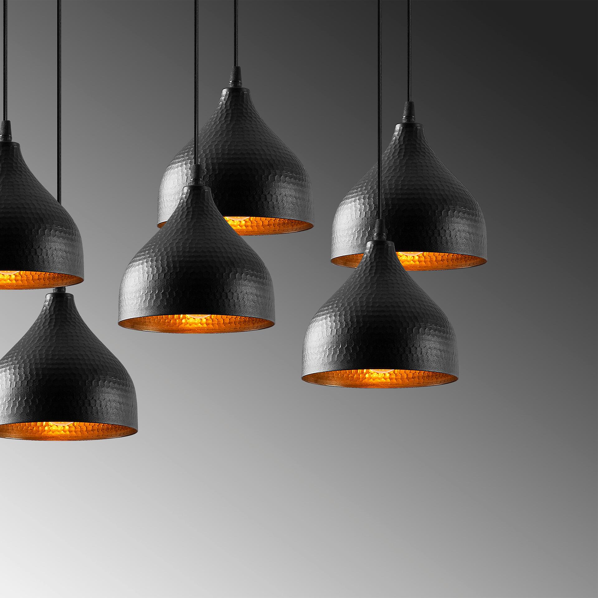 Opviq Pendelleuchte Tattoo-6221 schwarz B/H/T/L: ca. 88x114x40x88 cm E27 7 Brennstellen