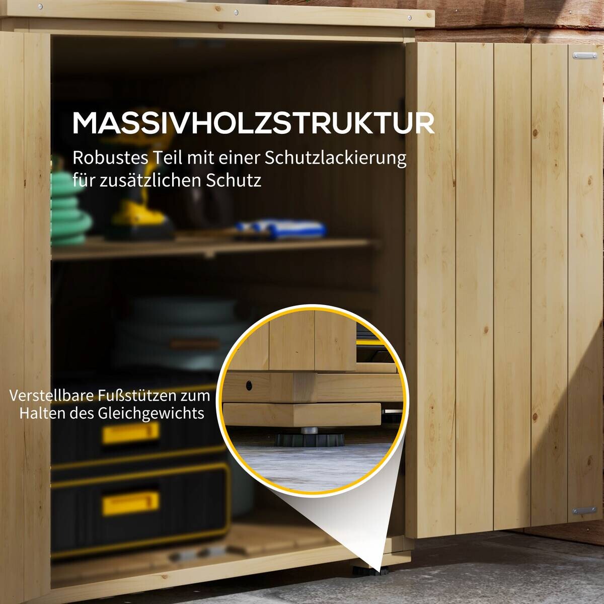 Outsunny Gartenschrank natur Polypropylen B/H/L: ca. 88x77,5x90 cm