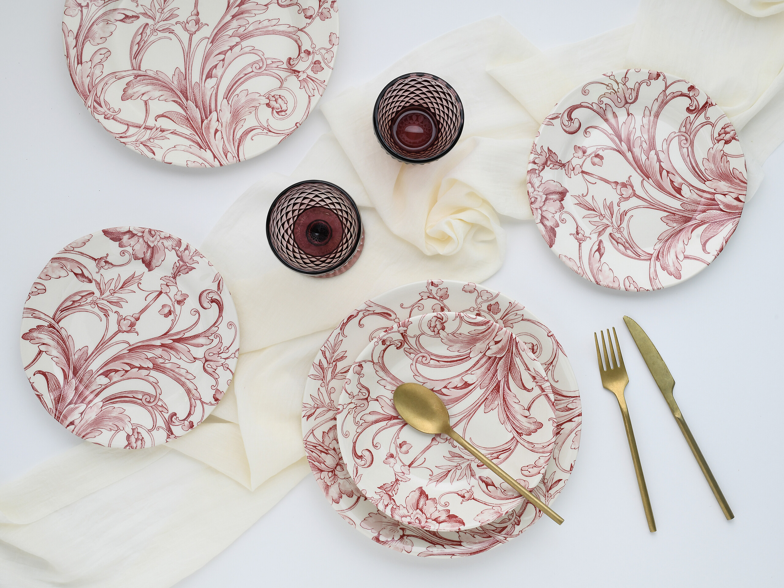 CreaTable Tafelservice Venecia rot Steingut 18 tlg.