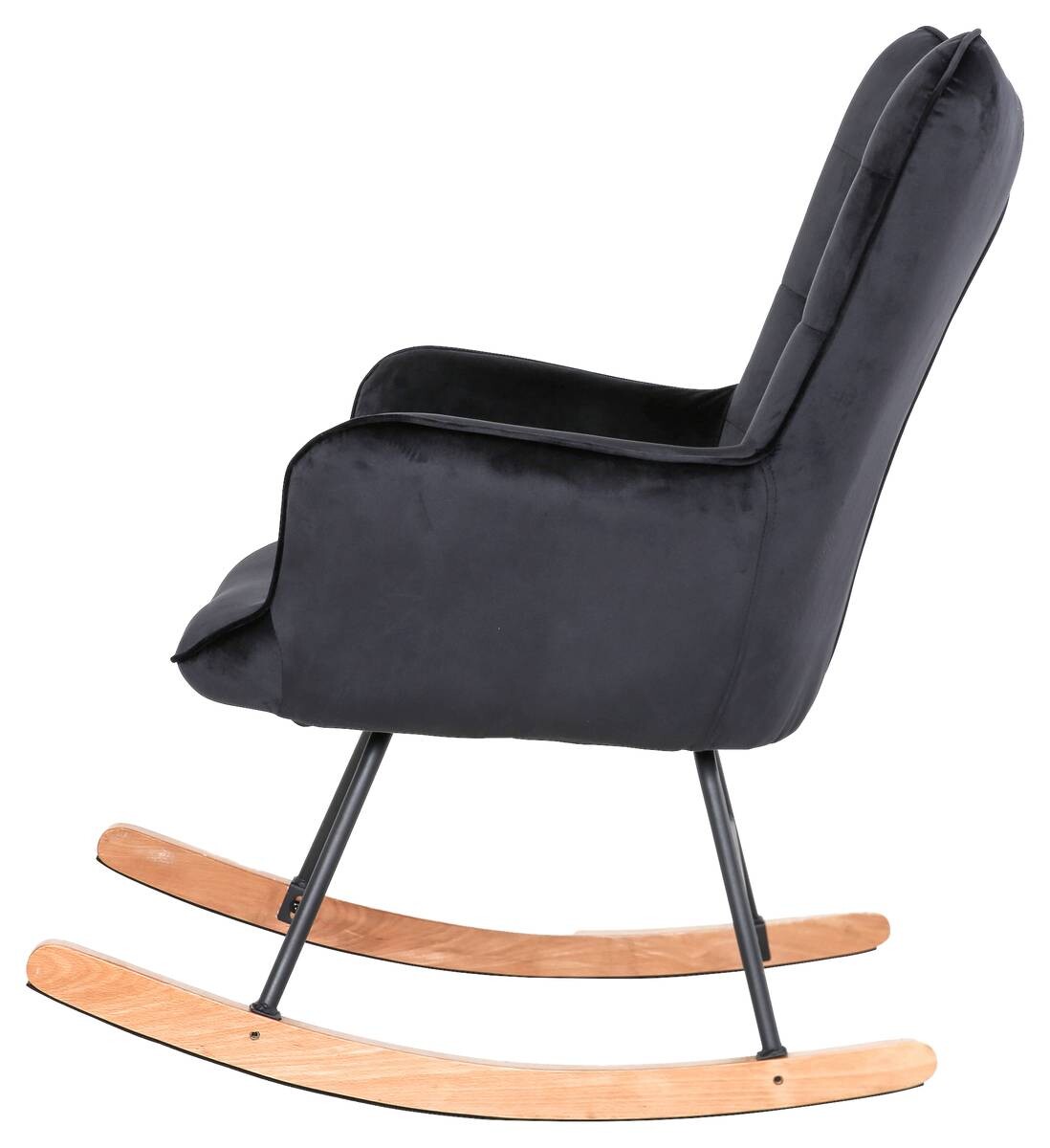 byLIVING Schaukelstuhl RICHIE schwarz schwarz natur Stoff Metall Buche B/H/T: ca. 72x92x92 cm