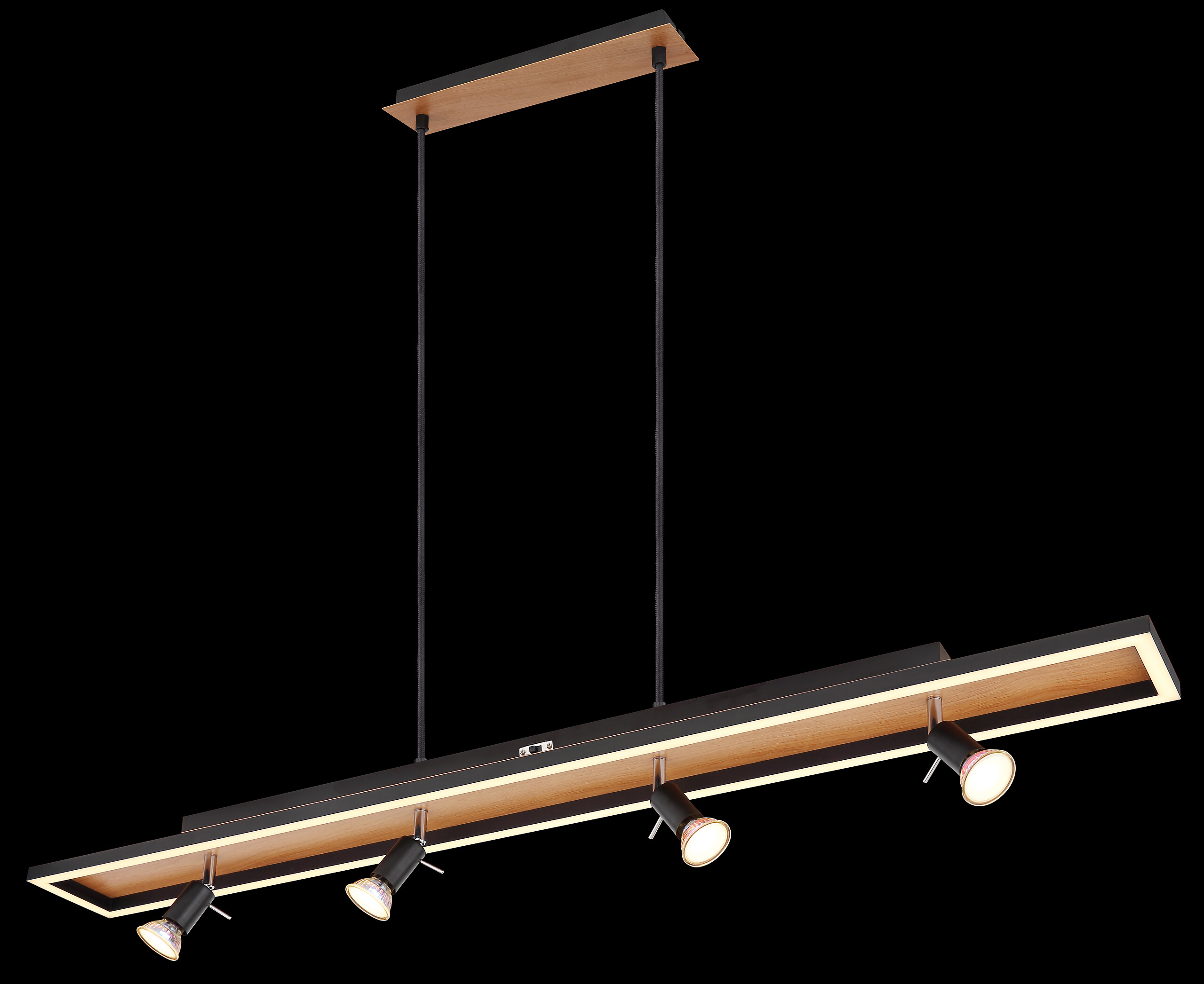 GLOBO Pendelleuchte 57034-4H Ida schwarz Opal Metall Kunststoff B/H/T: ca. 116x120x12 cm null 5 Brennstellen