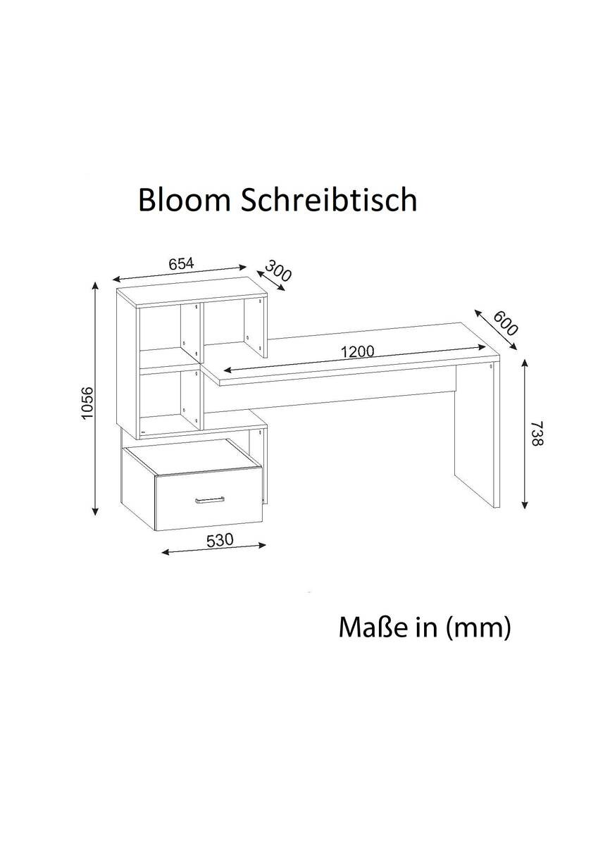 Schreibtisch Bloom weiß walnuss Nachbildung B/H/T: ca. 120x73x60 cm