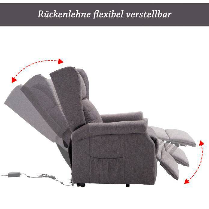 HOMCOM Elektrischer Fernsehsessel 713-031GY grau Polyester-Mischgewebe Holz Schaumstoff B/H/L: ca. 73x109x94 cm