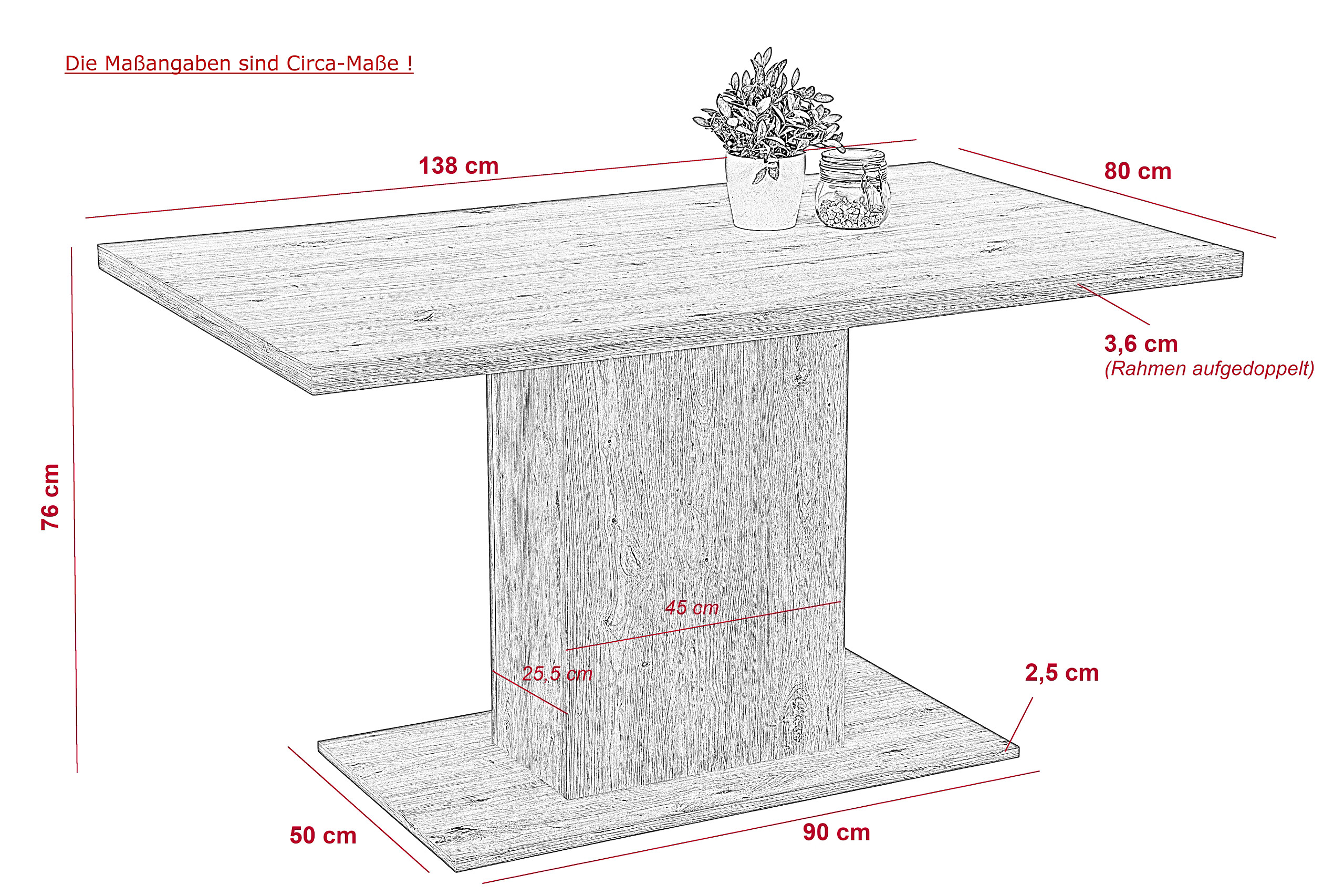 Esstisch LINN Eiche Artisan Nachbildung B/H/T: ca. 138x76x80 cm
