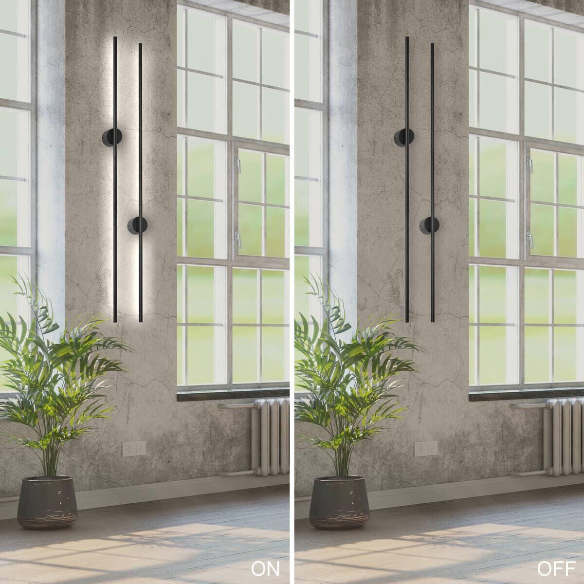 Lamkur LED-Wandleuchte Lana schwarz Metall H/L: ca. 120x7 cm 1 Brennstellen