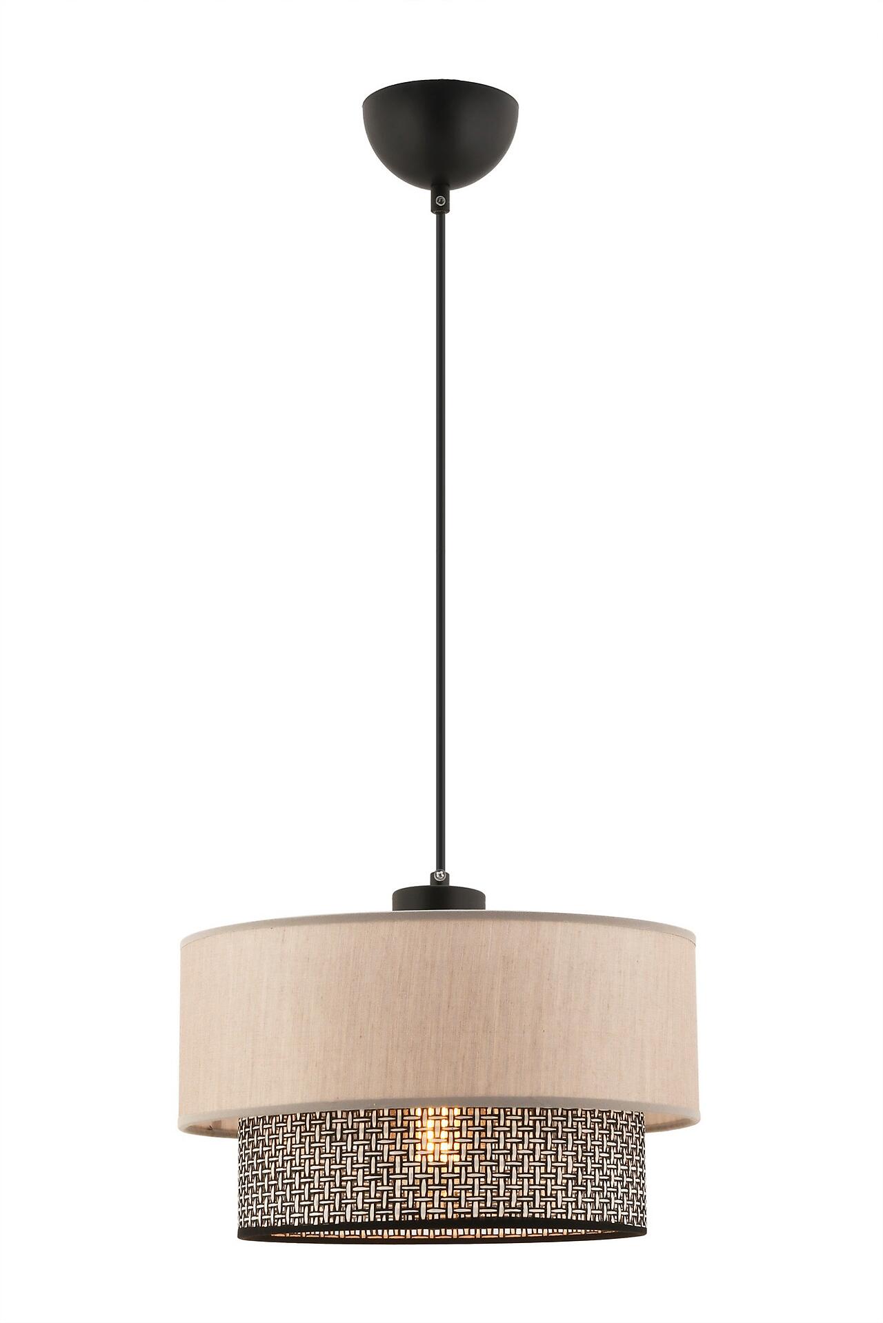 Opviq Pendelleuchte Echo grau beige Baumwolle B/H/T/L/D: ca. 30x65x30x30x30 cm E27 1 Brennstellen