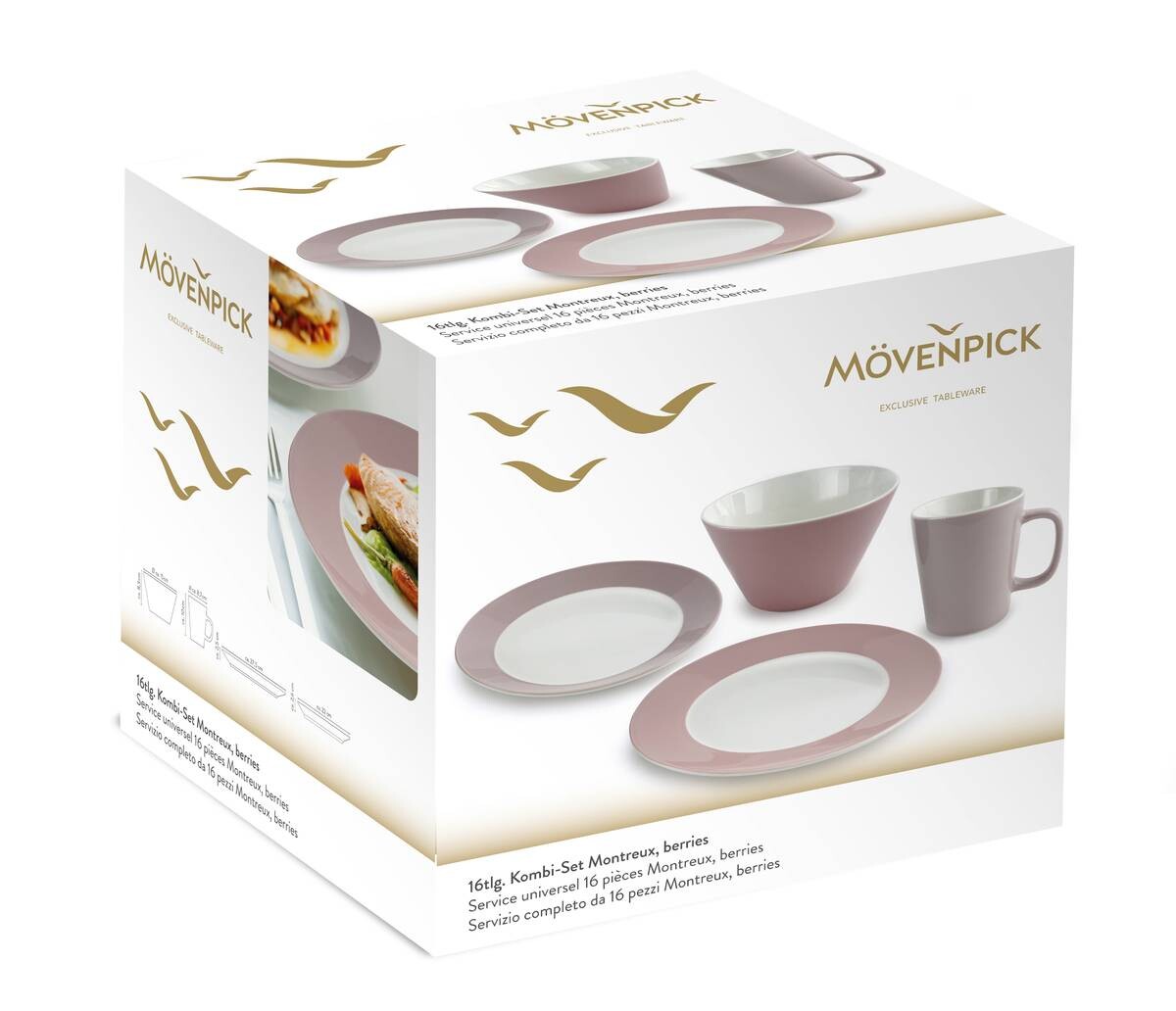 Mövenpick Kombiservice Montreux rosa Porzellan 16 tlg.
