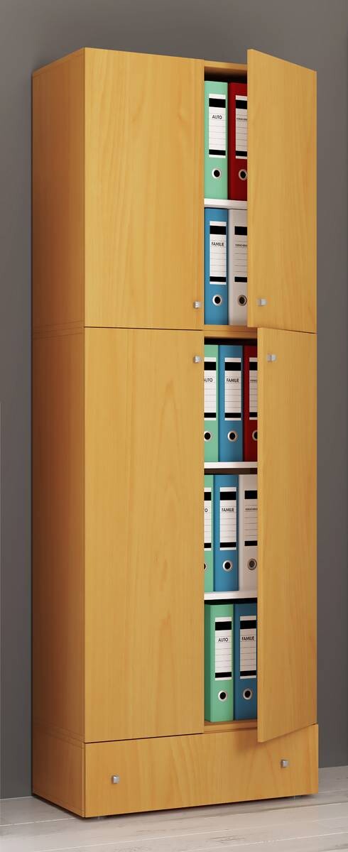 Büroschrank Lona buche Nachbildung weiß B/H/T: ca. 70x200x39 cm