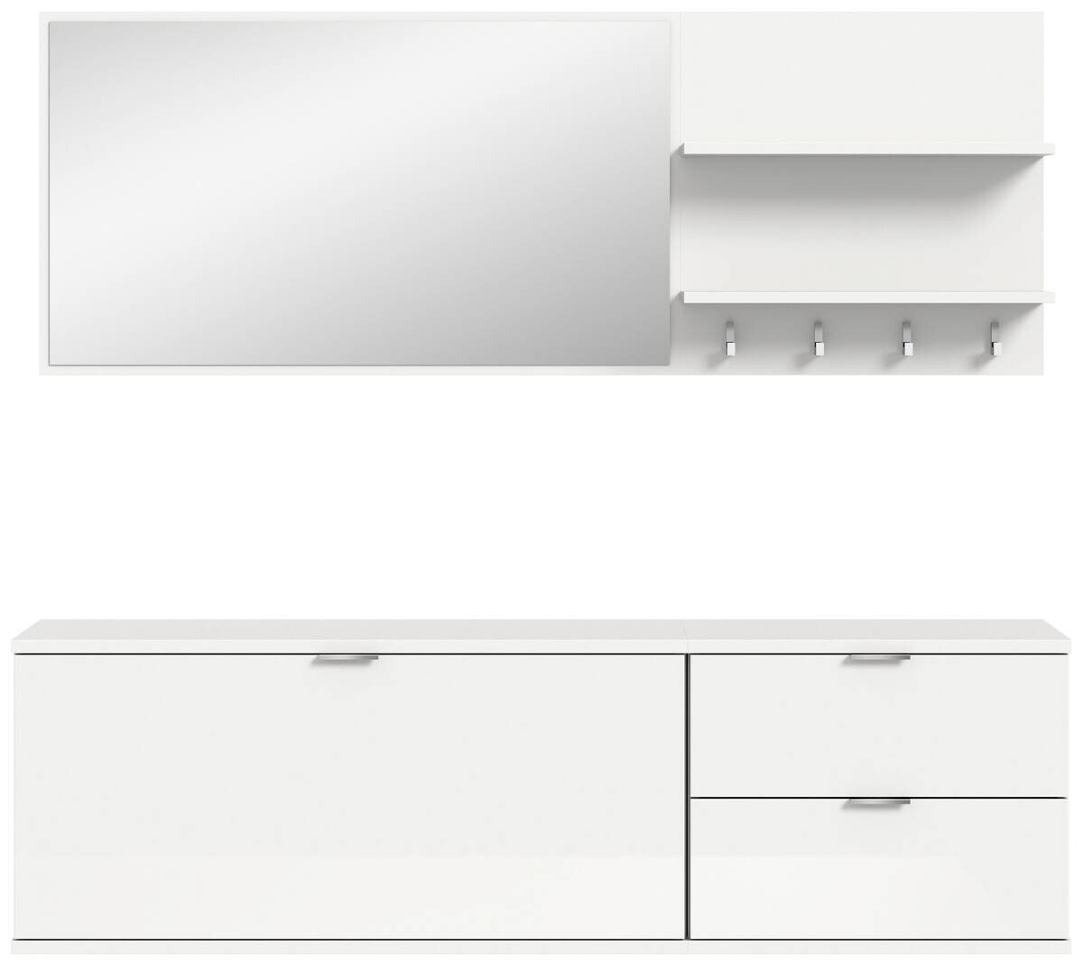 Garderobe PROJEKT X weiß weiß Hochglanz B/H/T: ca. 144x191x37 cm
