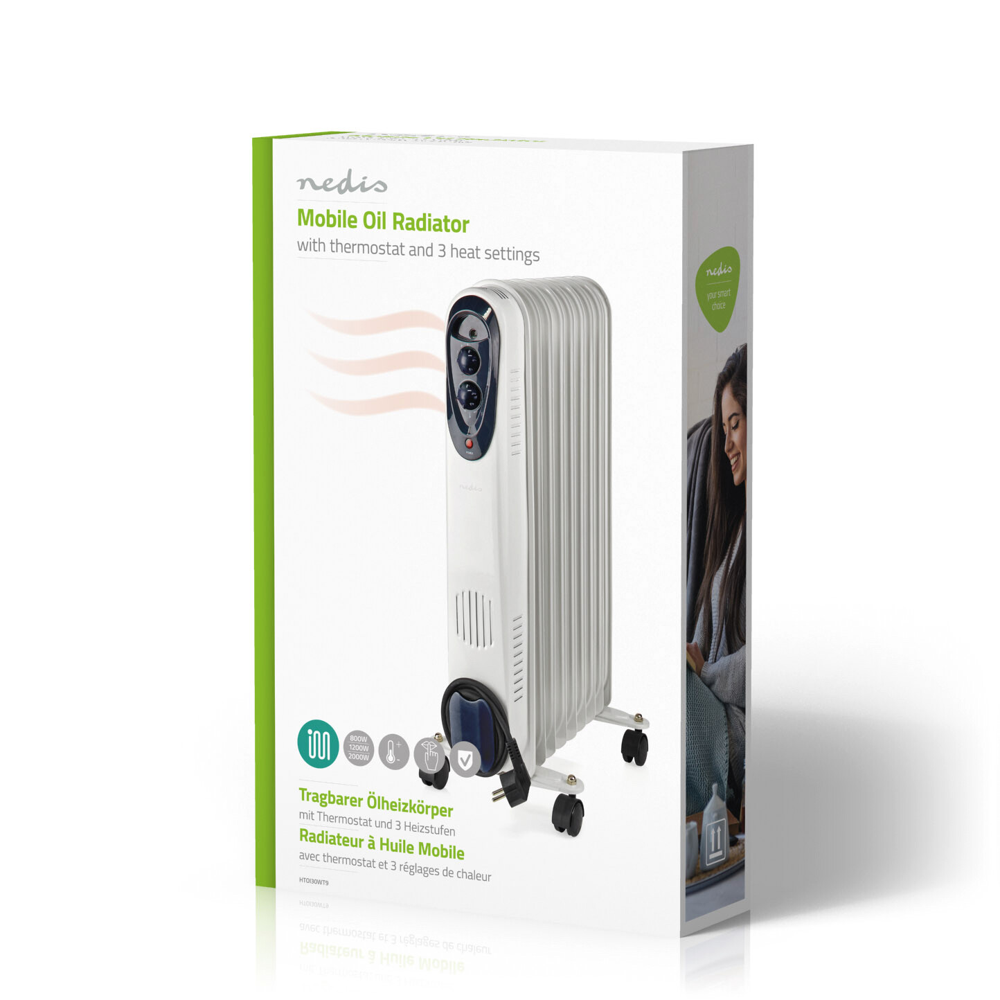 Nedis Öl-Radiator weiß Metall B/H/L: ca. 23,9x62,5x36,8 cm ca. 2000 W