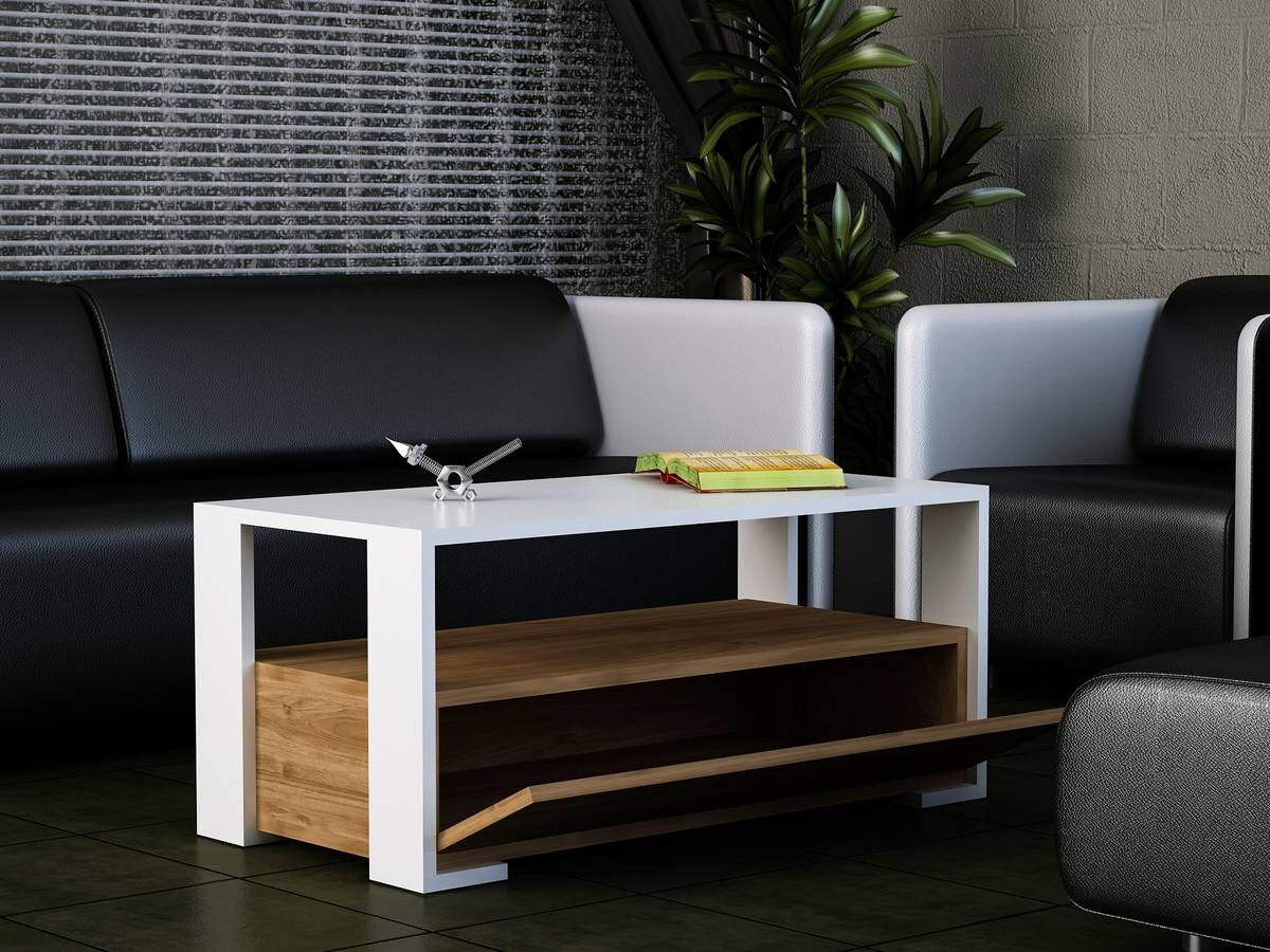 Couchtisch Balina weiß walnuss Nachbildung B/H/T: ca. 90x40x45 cm