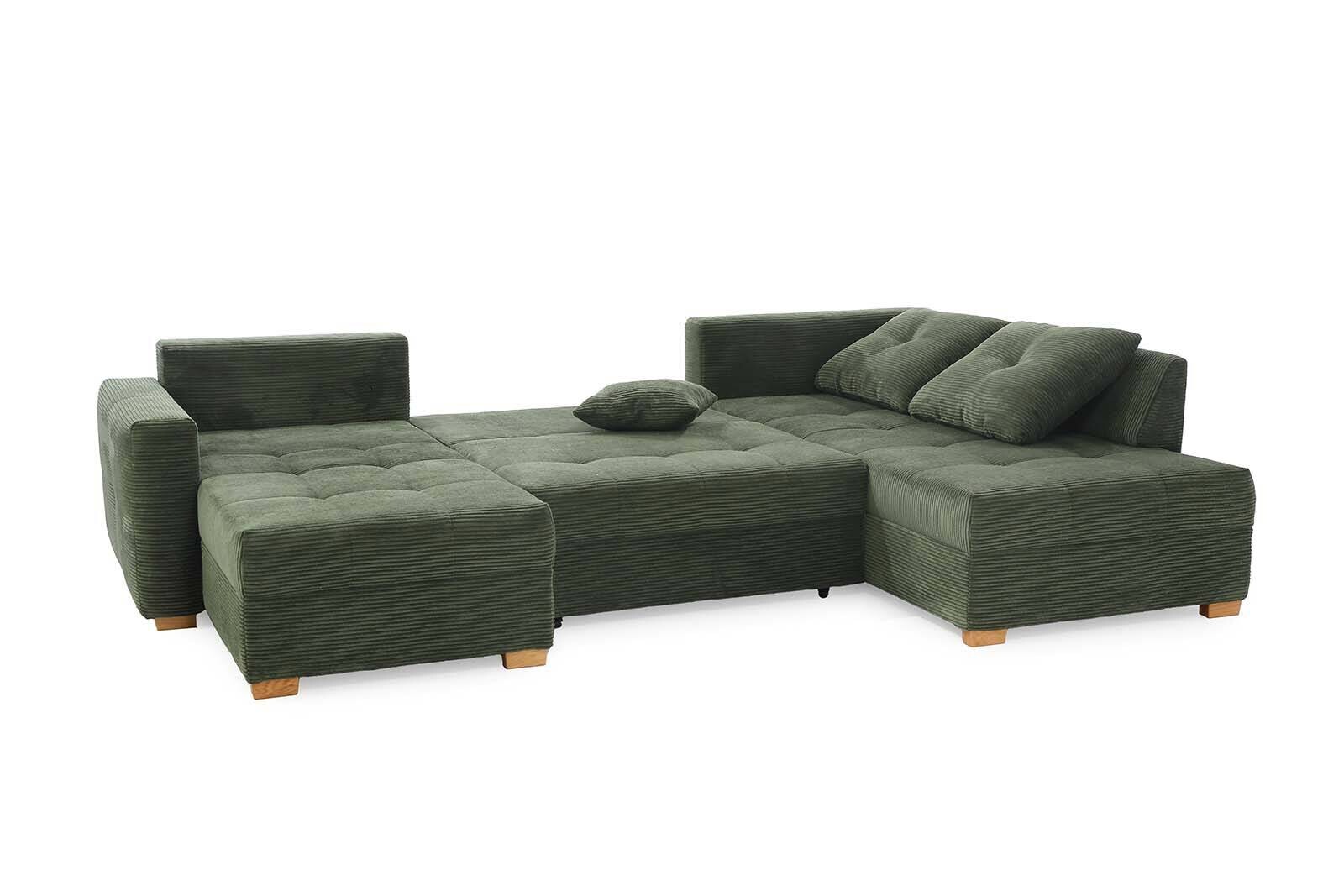 Wohnlandschaft grün Microfaser B/H/T: ca. 313x92x200 cm Wohnlandschaft grün Microfaser B/H/T: ca. 313x92x200 cm