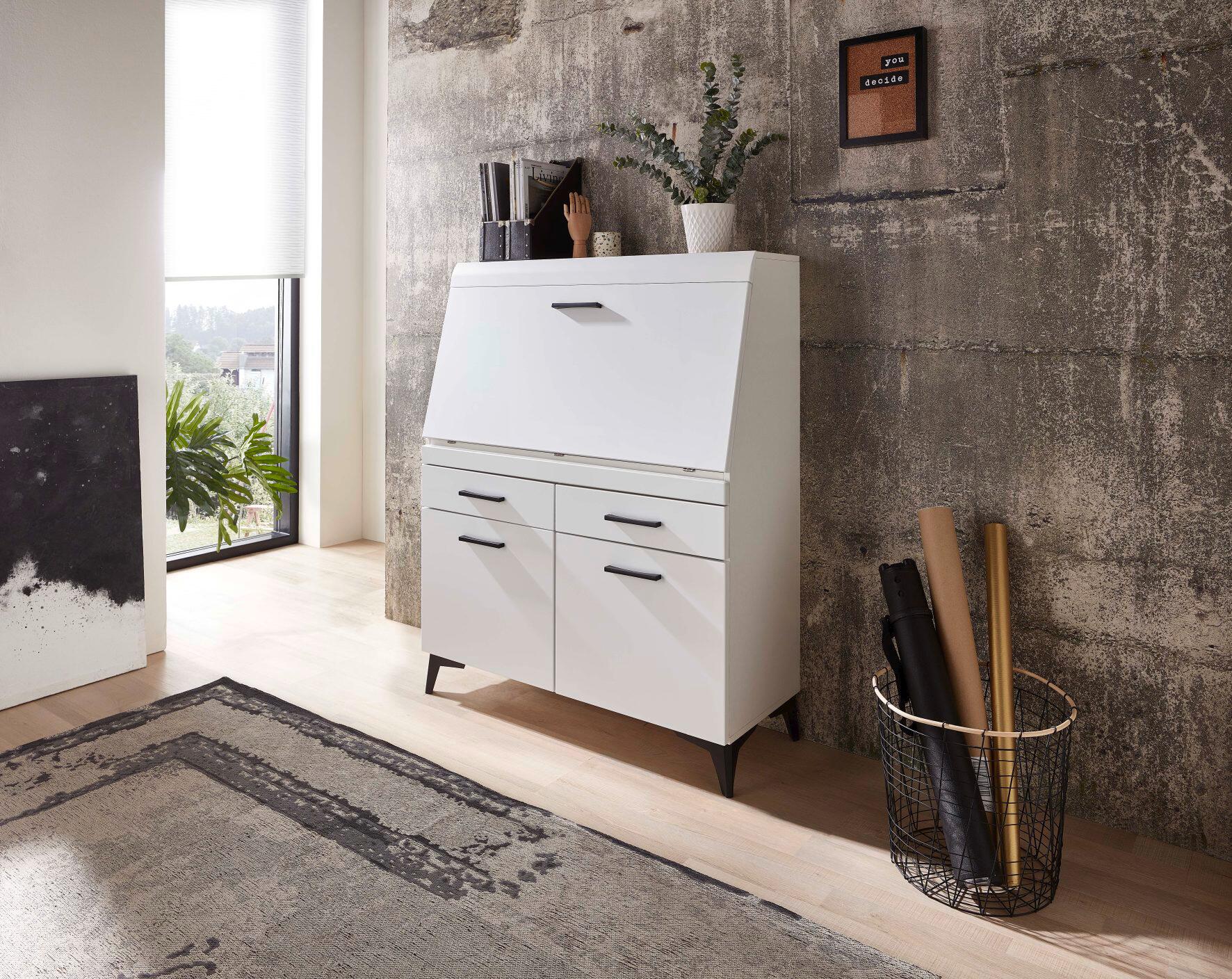 Sekretär Secret weiß matt B/H/T: ca. 98x124x42 cm