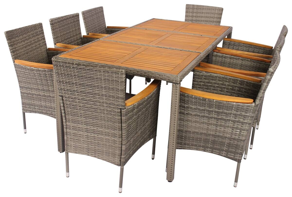 POCOline Tischgruppe Korfu grau Polyrattan