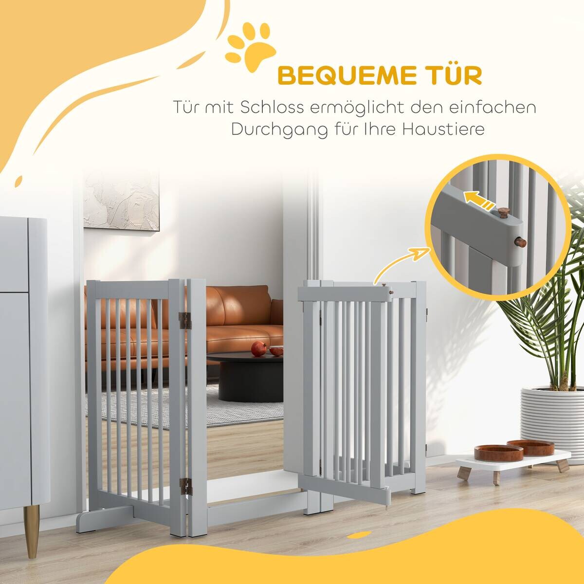 PawHut Schutzgitter hellgrau Kiefer B/H/L: ca. 36x75x204 cm