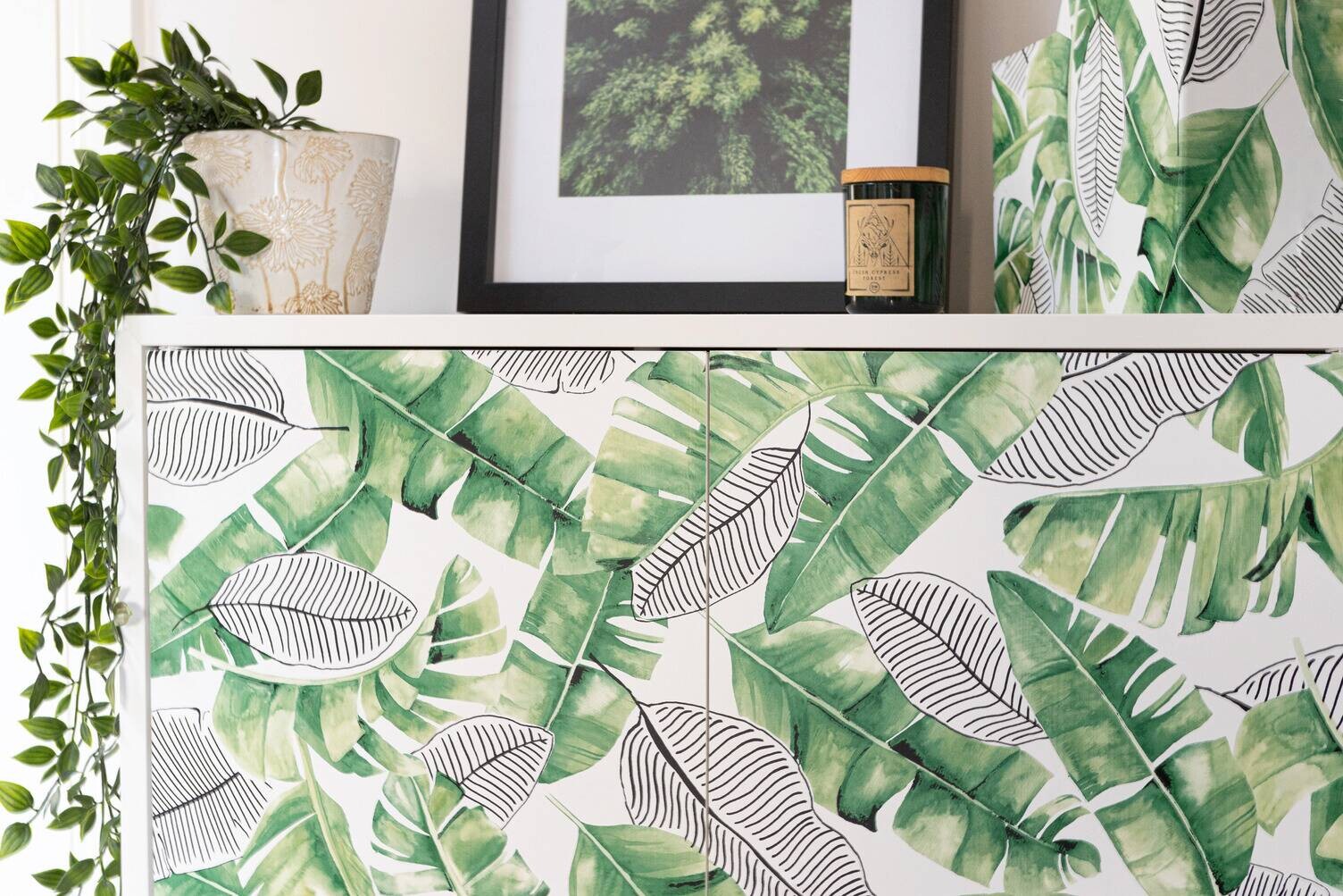 d-c-fix Klebefolie Blätter grün weiß B/L: ca. 45x200 cm